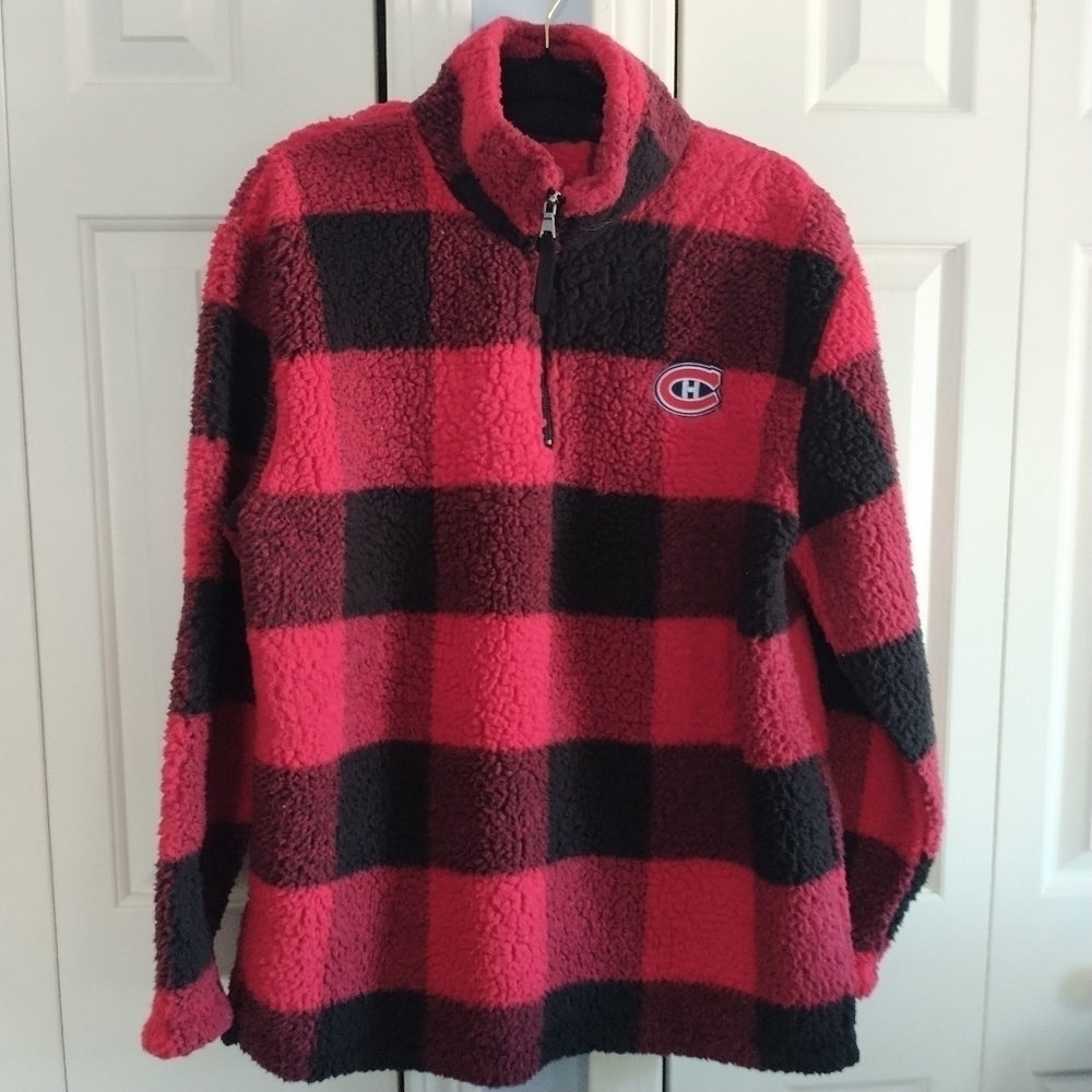 Women's G-iii 4her by Carl Banks Montreal Canadien Quarter Zip Sherpa Jacket L - Picture 1 of 10
